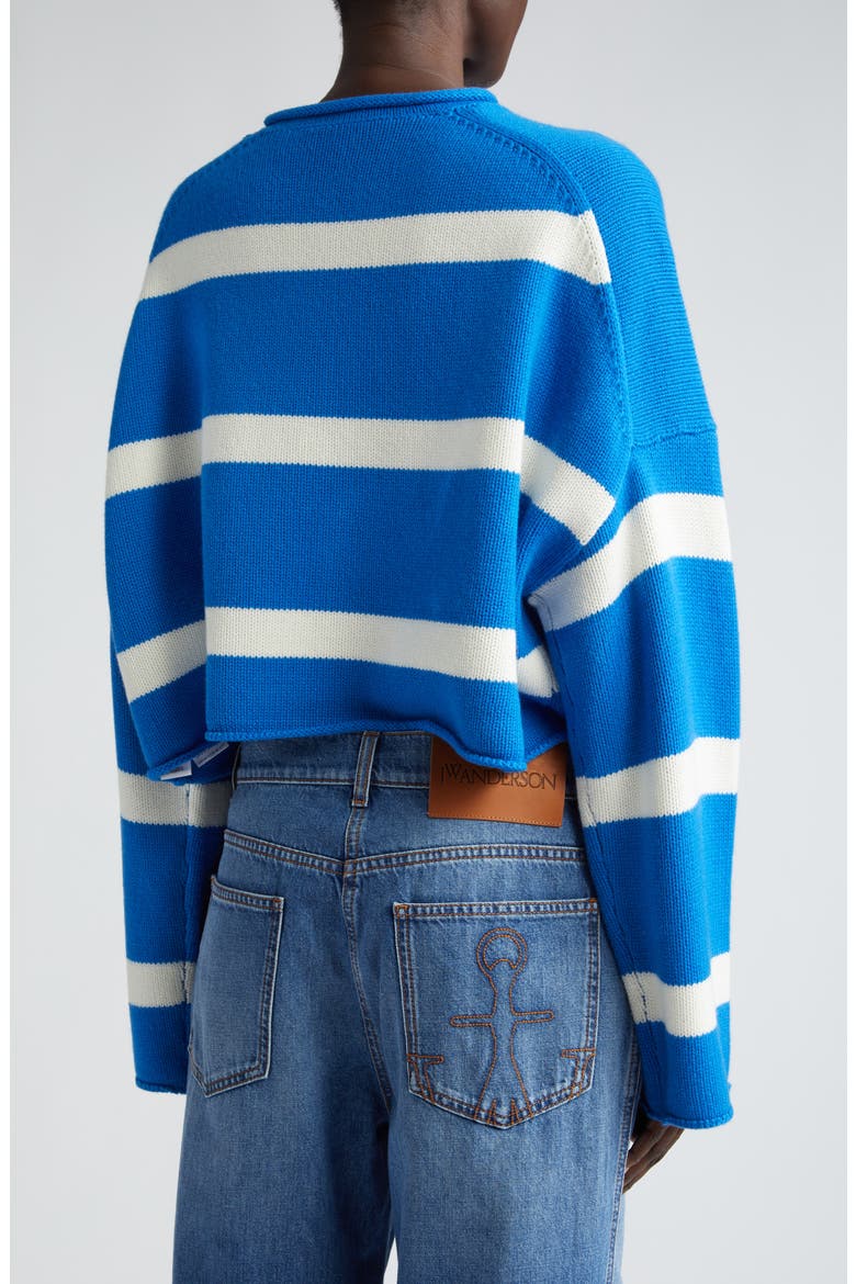 Anchor Logo Stripe Crop Sweater (Nordstrom Exclusive), Alternate, color, BLUE/ WHITE