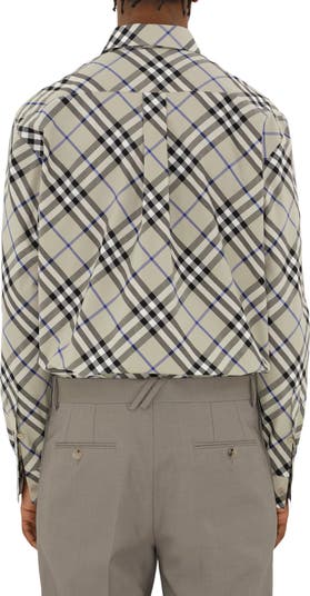 Burberry Check Long Sleeve Cotton Poplin Button-Up Shirt