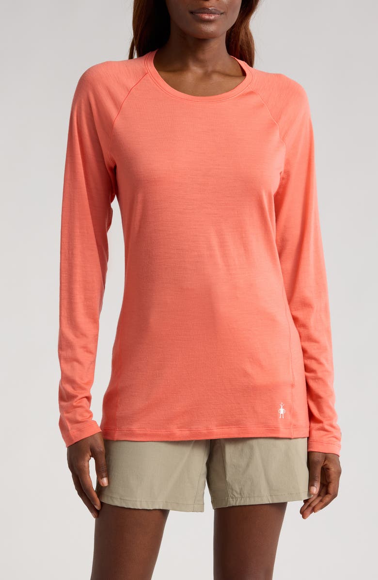 Smartwool Classic Thermal Long Sleeve Merino Wool Base Layer T-Shirt, Main, color, Coral Reef