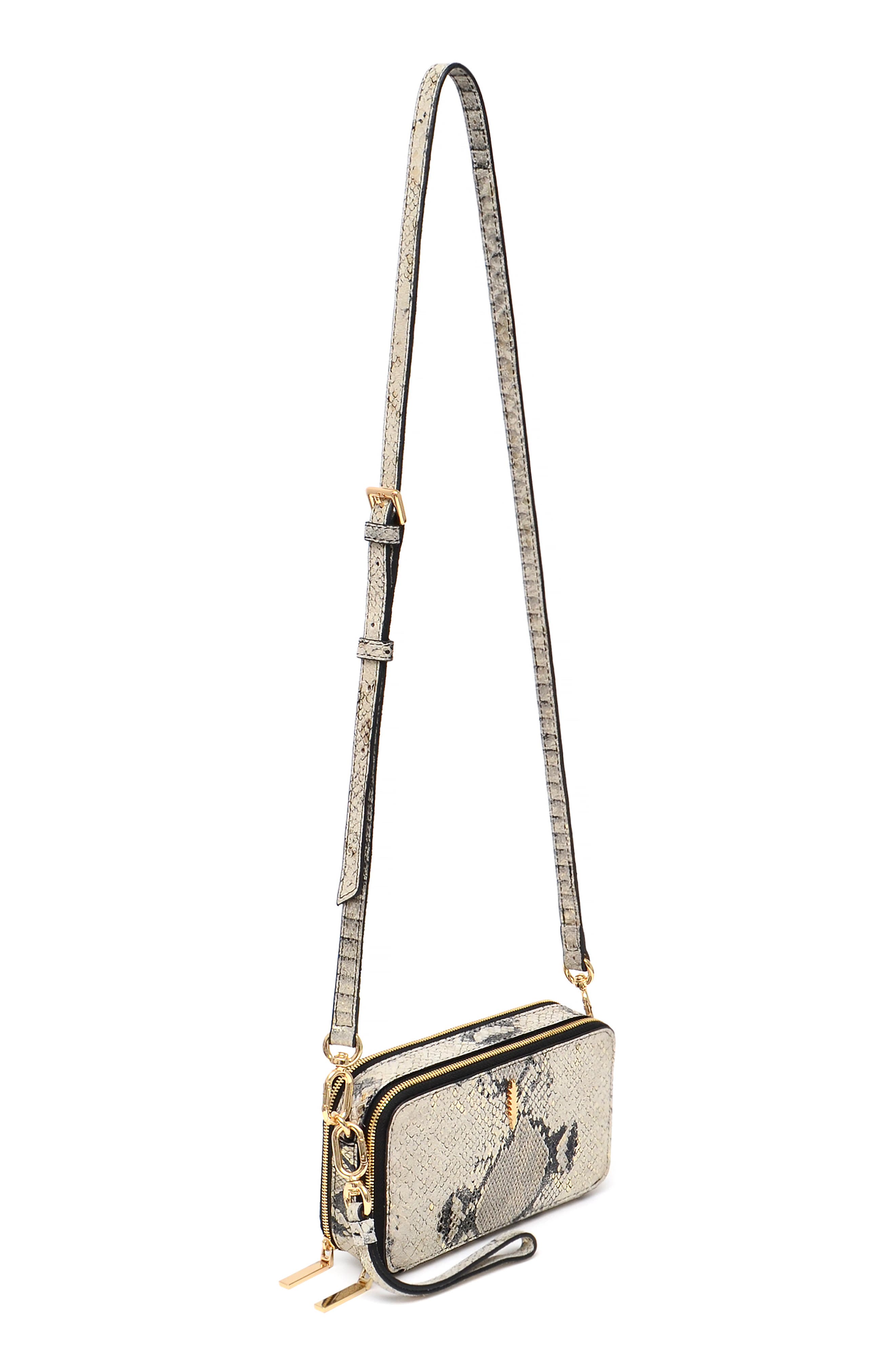 Thacker Ronnie Snakeskin Embossed Leather Crossbody Bag, Alternate, color, 