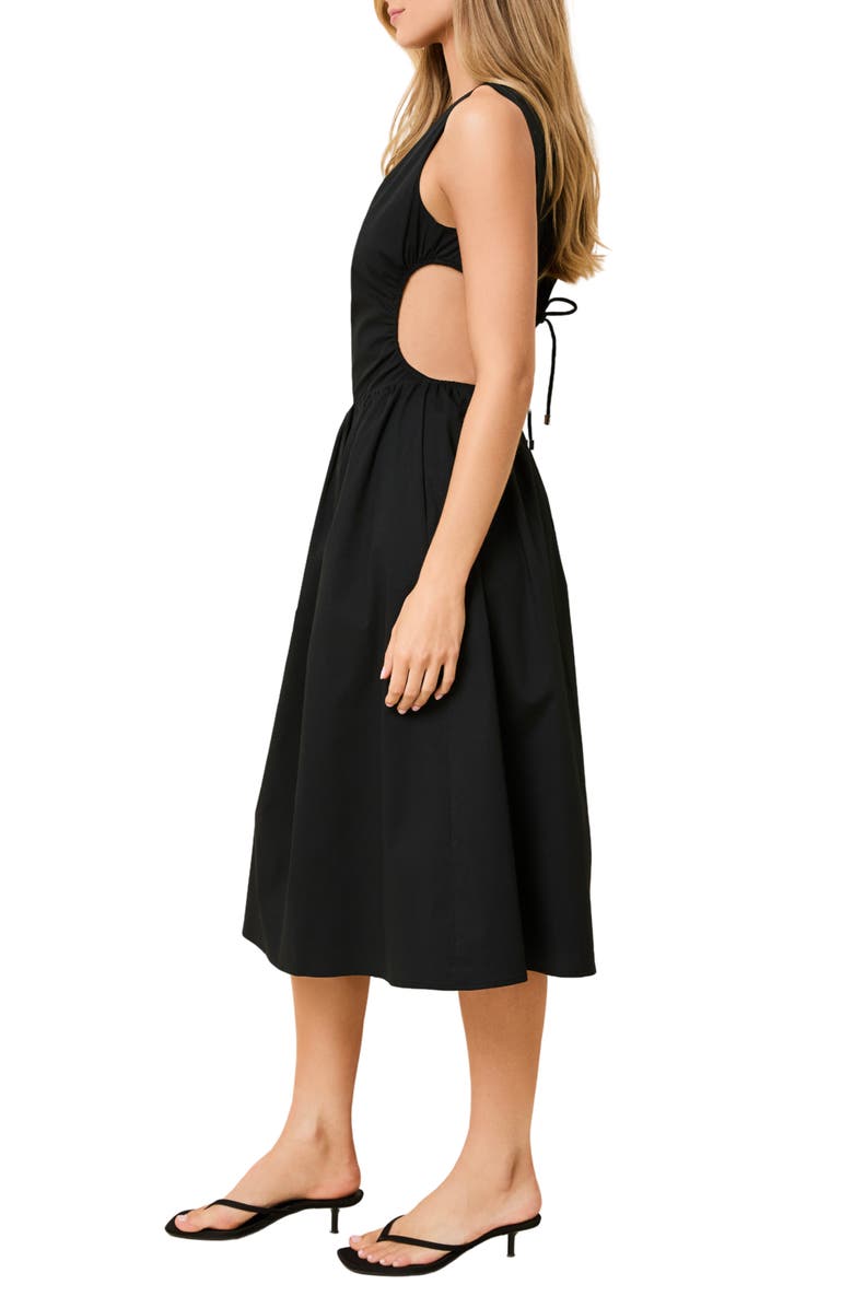 Solid & Striped Sabine Sleeveless Open Back Stretch Cotton Poplin Sundress, Alternate, color, Noir