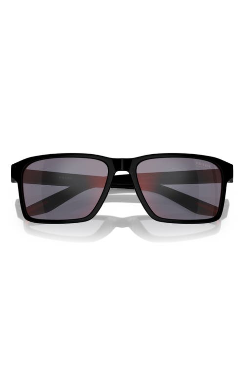 Prada Linea Rossa 58mm Rectangular Sunglasses in Matte Black 