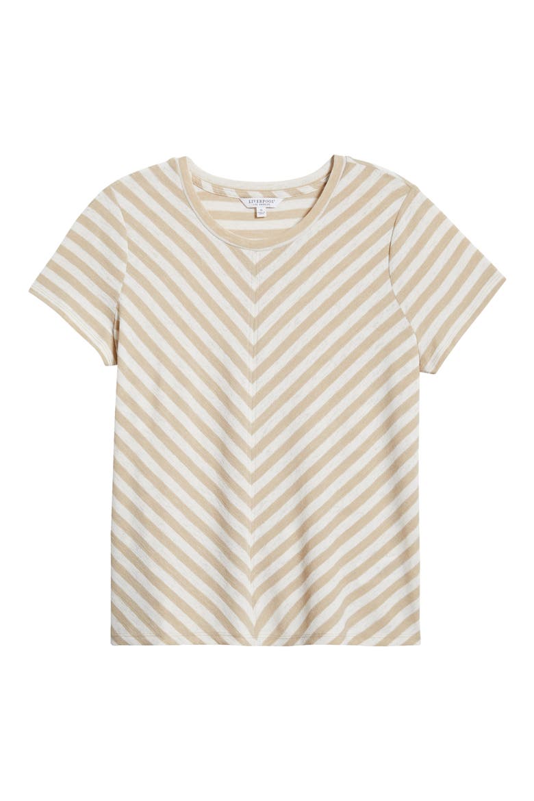 Miter Slub Jersey Knit T-Shirt, Alternate, color, CREAM TAN STRIPE