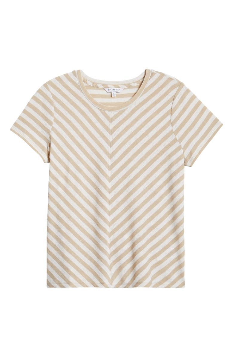 Liverpool Los Angeles Miter Slub Jersey Knit T-Shirt, Alternate, color, Cream Tan Stripe