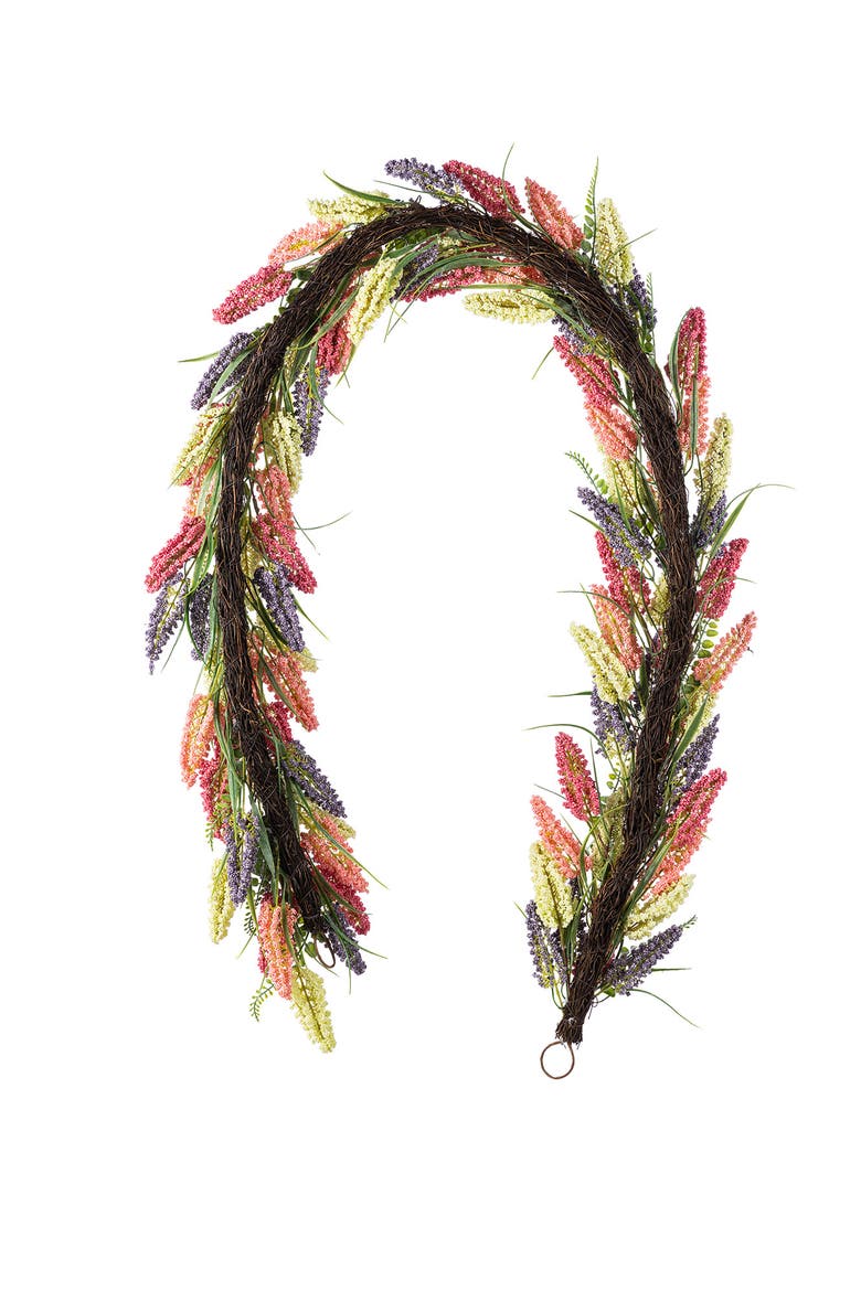 6ft Mixed Colors Heather Artificial Garland, Alternate, color, Purple