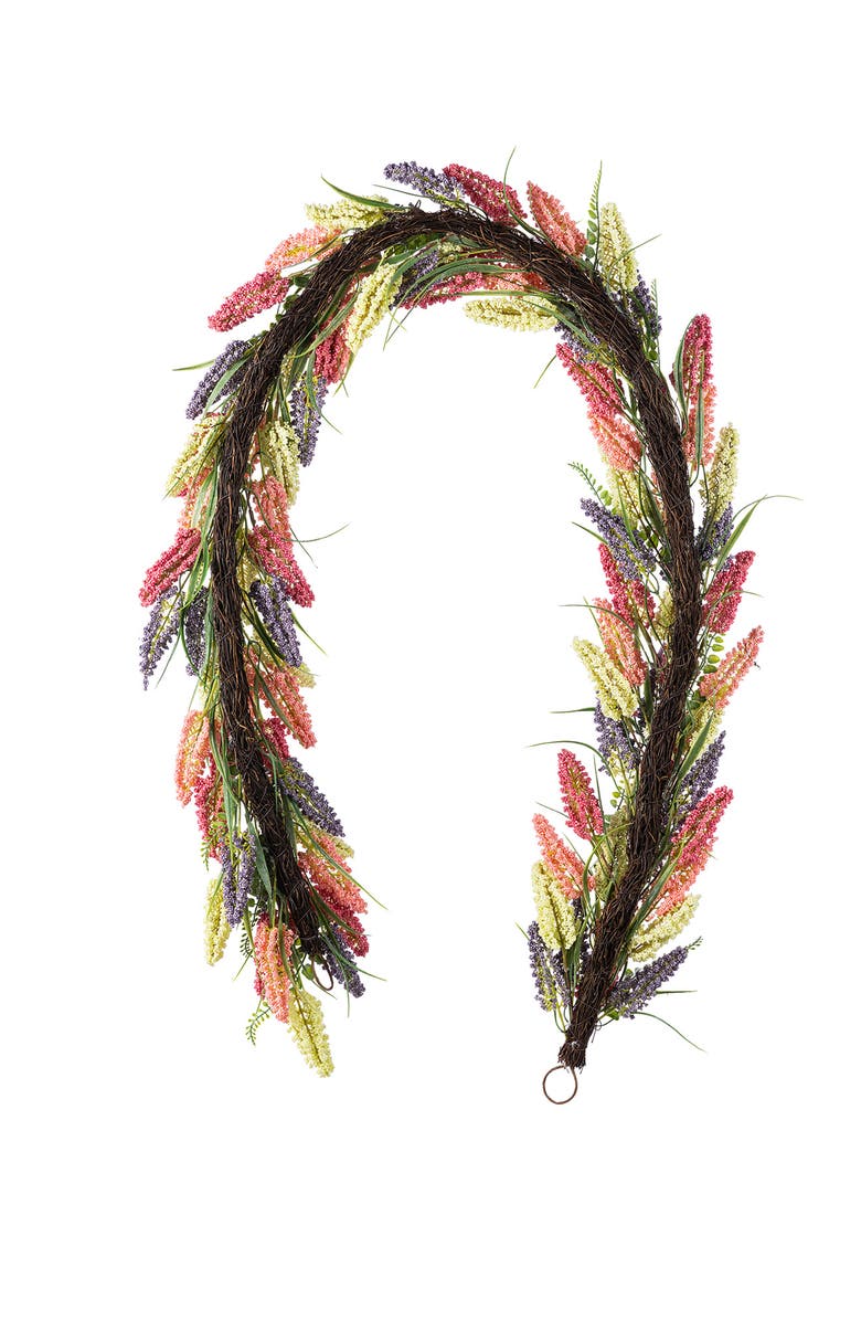 Glitzhome 6ft Mixed Colors Heather Artificial Garland, Alternate, color, Purple