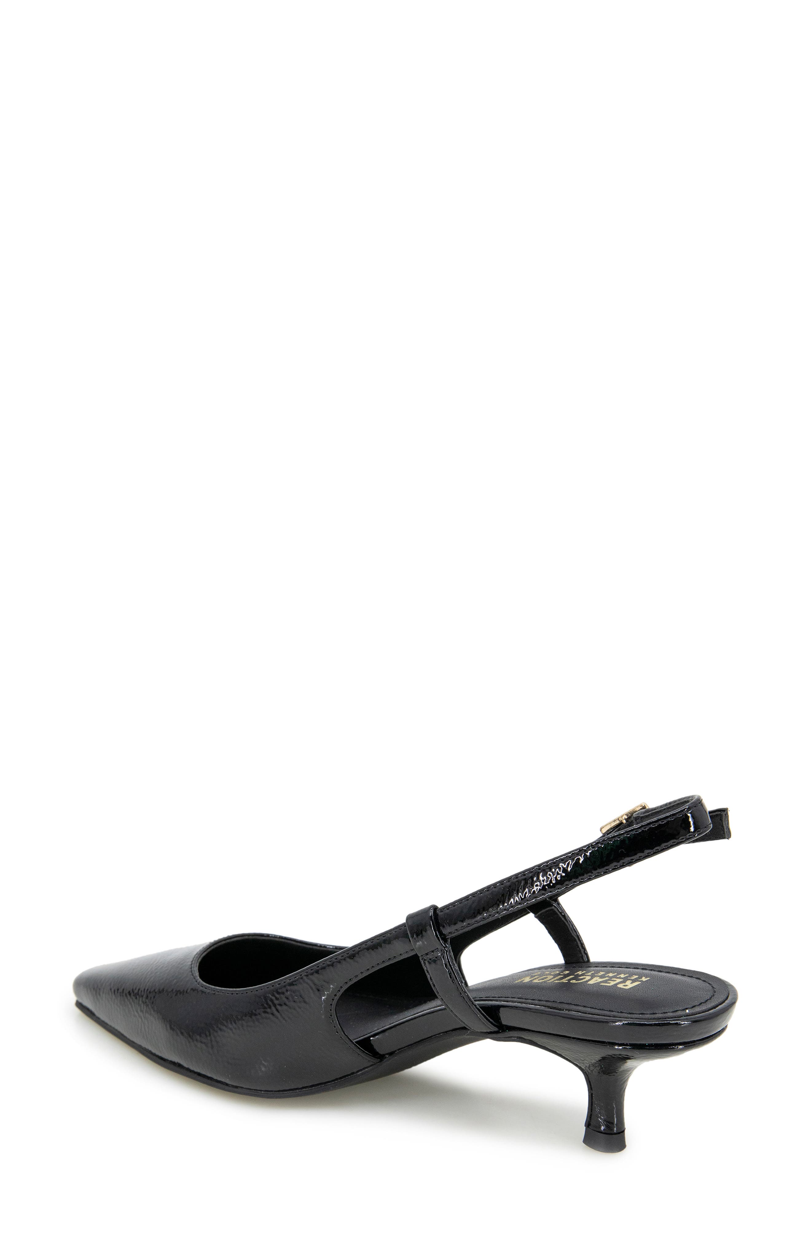 Reaction Kenneth Cole Maggie Kitten Heel Slingback Pump, Alternate, color, Black Crinkle Patent