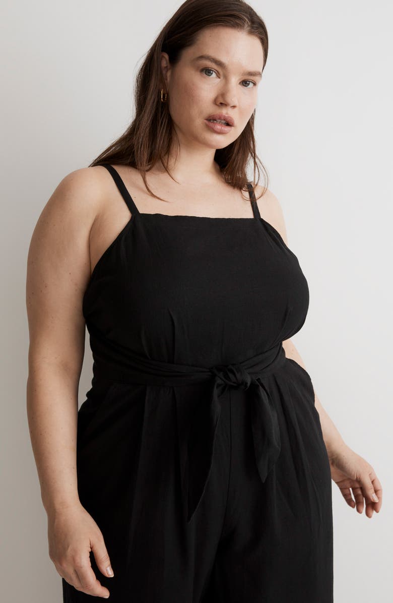 Madewell Tie Waist Crop Wide Leg Jumpsuit, Alternate, color, 