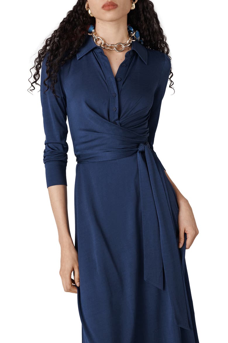Sana Two Wrap Shirtdress, Alternate, color, CLASSIC NAVY