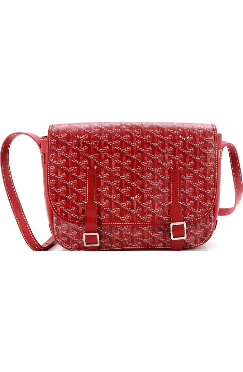 Pre-Owned Goyard Belvedere Messenger Bag Coated Canvas MM, Main, color, Red