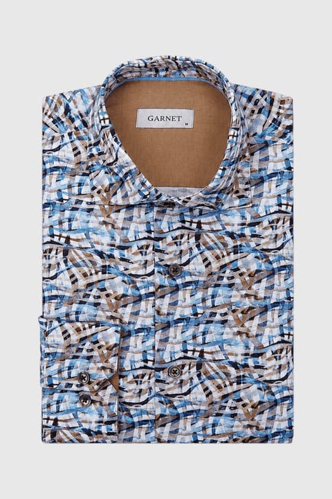 Men's Regular-fit Abstract Print Long-sleeve Shirt