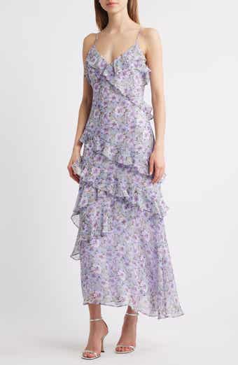 Lulus Luella Floral Print Ruffle Sleeveless Maxi Dress