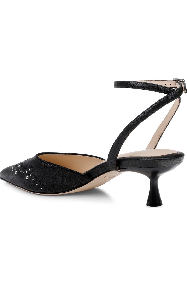 L'AGENCE Liana Ankle Strap Pointed Toe Pump, Alternate, color, Black Leather