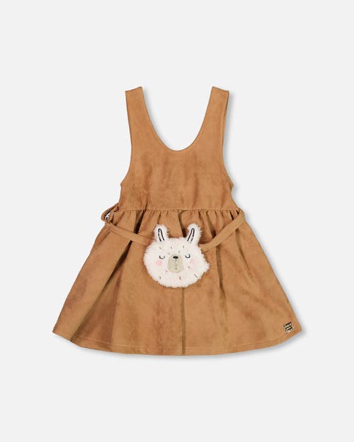 Deux Par Deux Stretch Suede Effect Jumper With Llama Bag In Brown