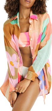 Vitamin A® Playa Oversize Linen Cover-Up Shirt
