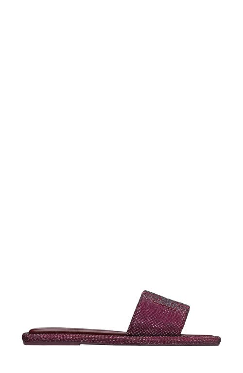 Tory Burch Double T Pavé Slide Sandal In Burgundy