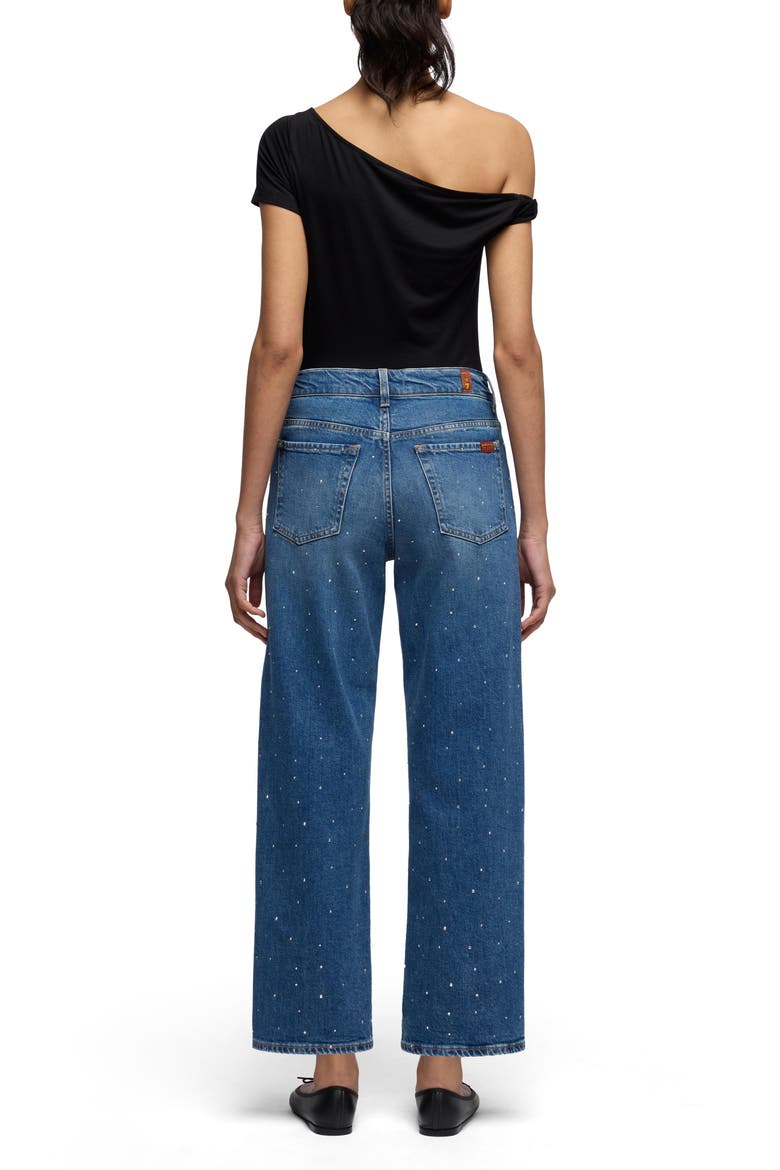Stovepipe Embellished High Waist Ankle Straight Leg Jeans, Alternate, color, BLUE SHINE