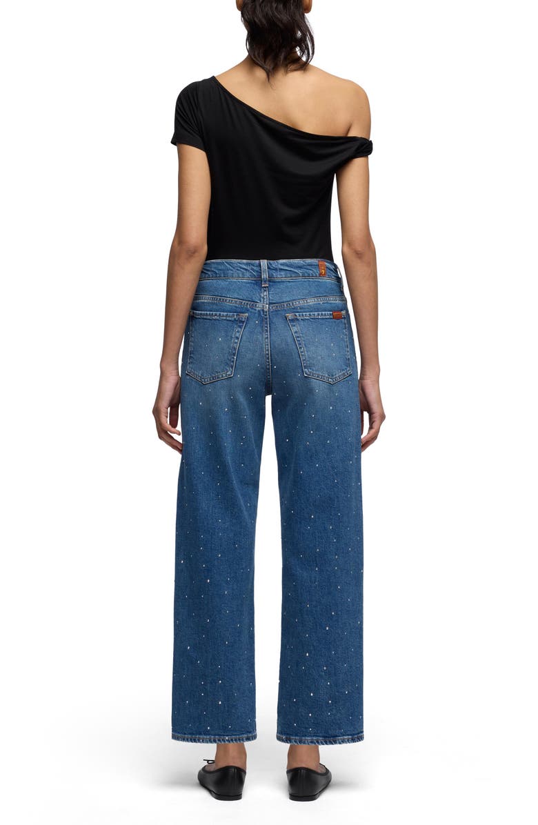 7 For All Mankind Stovepipe Embellished High Waist Ankle Straight Leg Jeans, Alternate, color, 