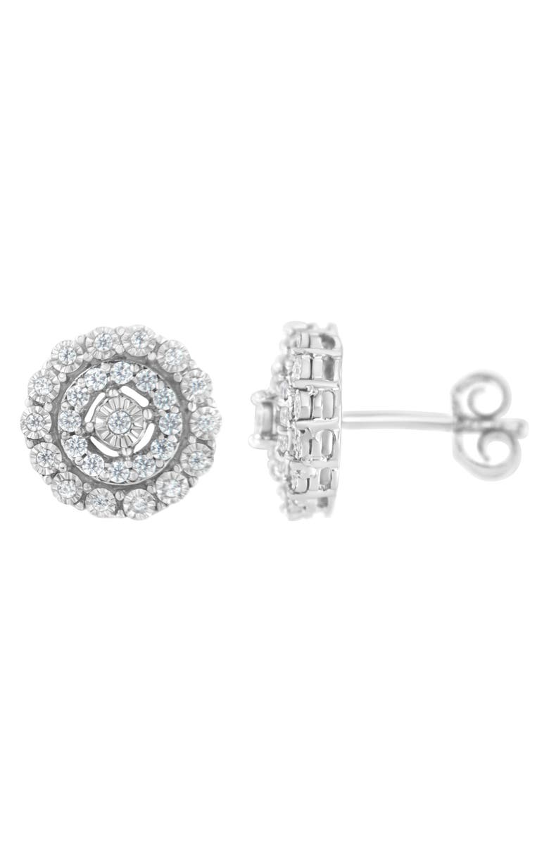 Haus of Brilliance 10KT White Gold 1/2 Ct Double Halo Diamond Stud Earrings, Alternate, color, White