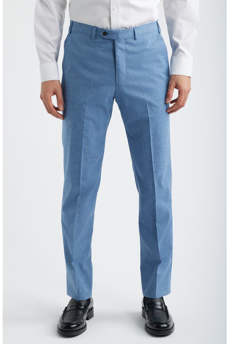Light Blue Mélange Wool & Cotton Blend Suit, Alternate, color, BLUE