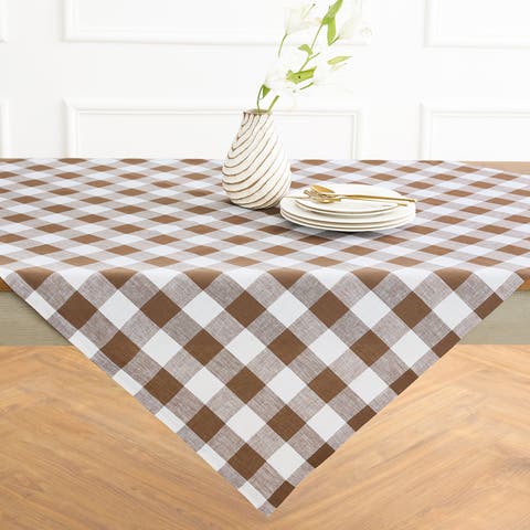 Linen Table Throw - Buffalo Check, 52" x 52", 52" x 52"