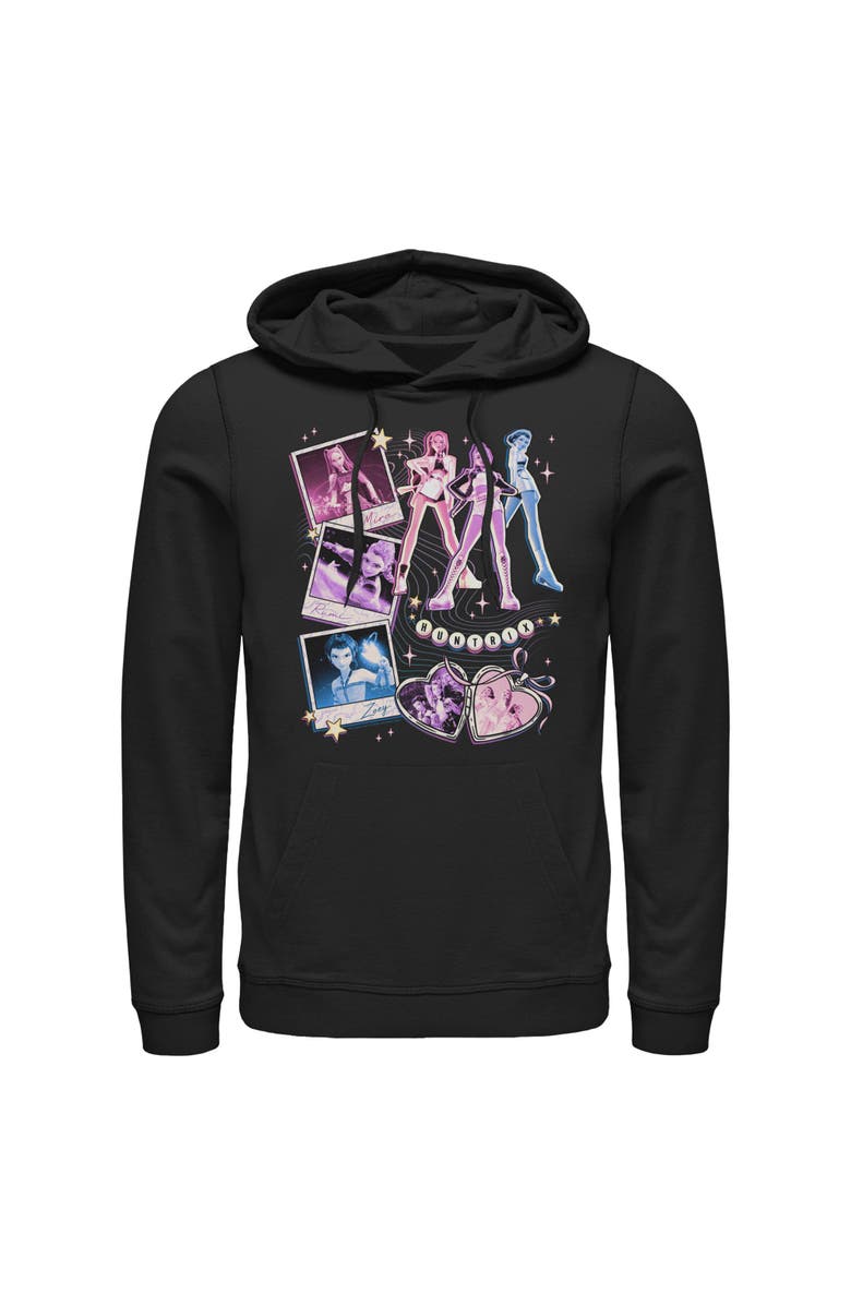 KPop Demon Hunters Men's KPop Demon Hunters Huntrix Cute Instant Film Portrait  Pull Over Hoodie, Main, color, Black