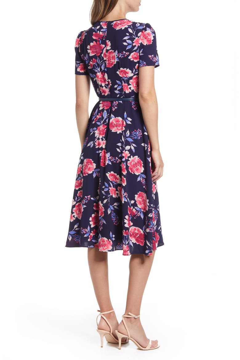 Floral Print Pleated Dress, Alternate, color, NAVY MULTI