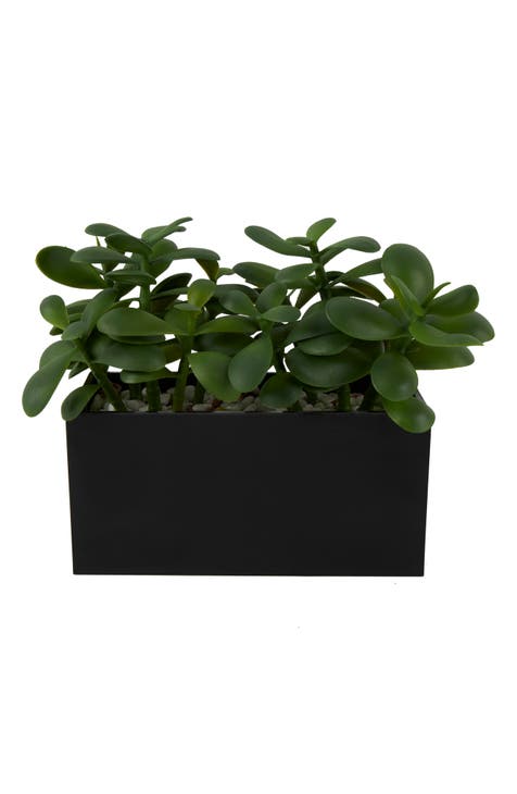 Green Faux Foliage Artificial Potted Plant