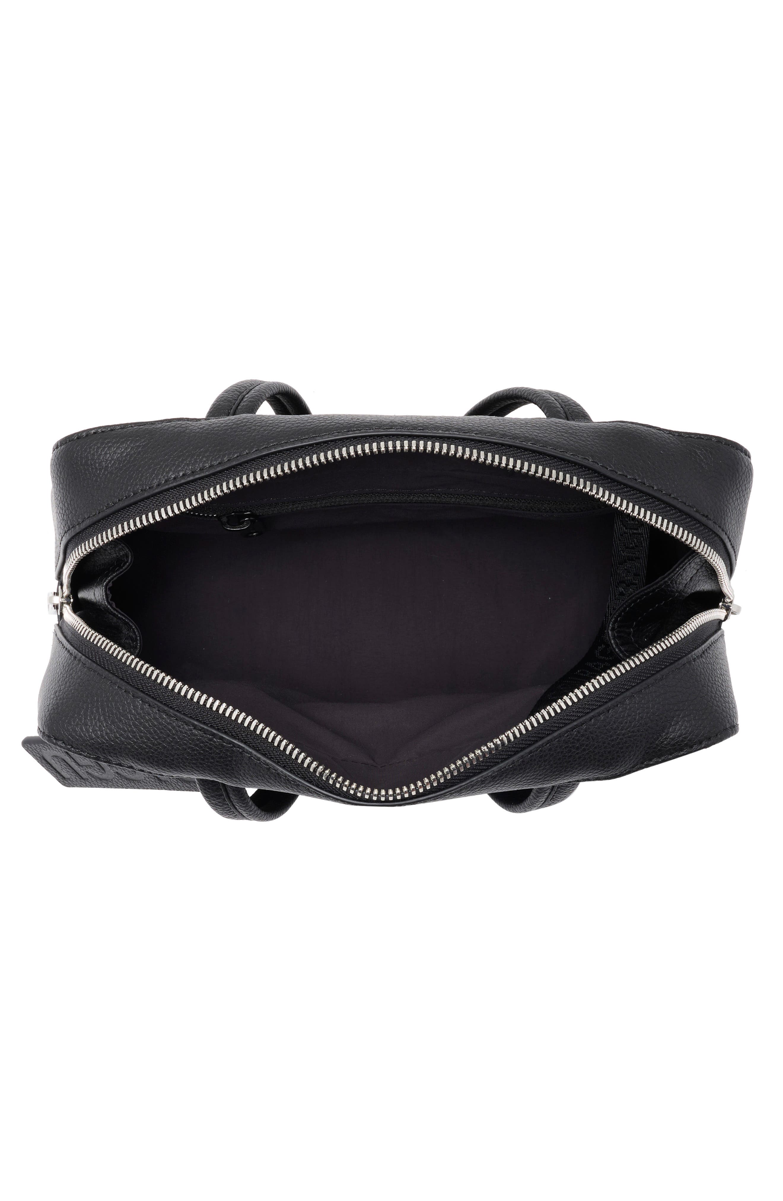 Baggu Small Recycled Leather Bowler Shoulder Bag, Alternate, color, Black