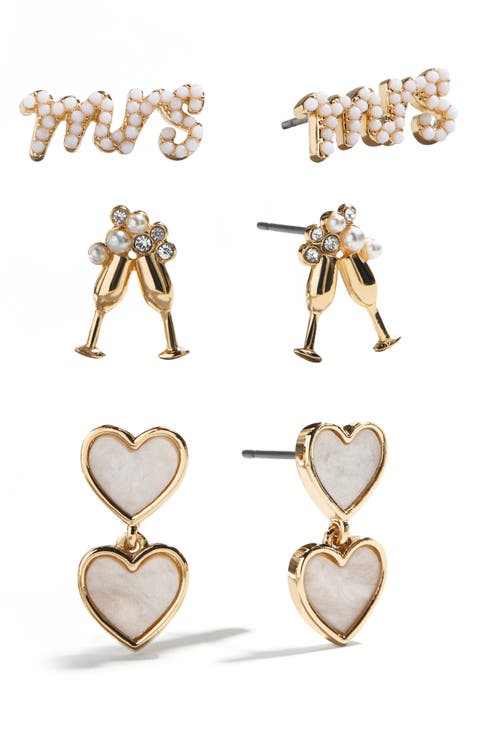 3 Pairs of Happily Ever After Bridal Earrings