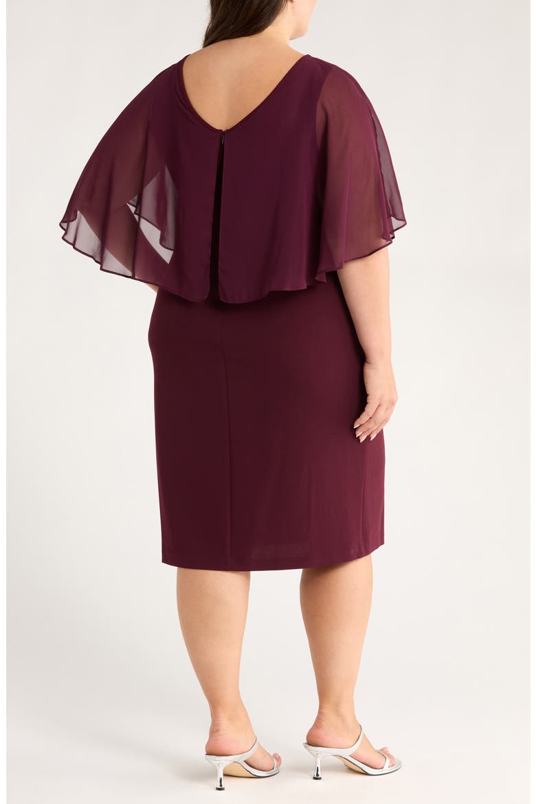 Cape Midi Dress, Alternate, color, BORDEAUX