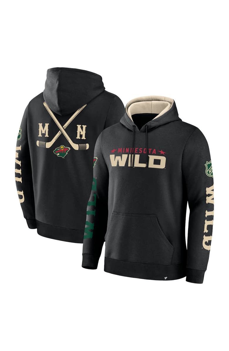 FANATICS Men's Fanatics Black Minnesota Wild Big City Legacy Fleece Pullover Hoodie, Alternate, color,