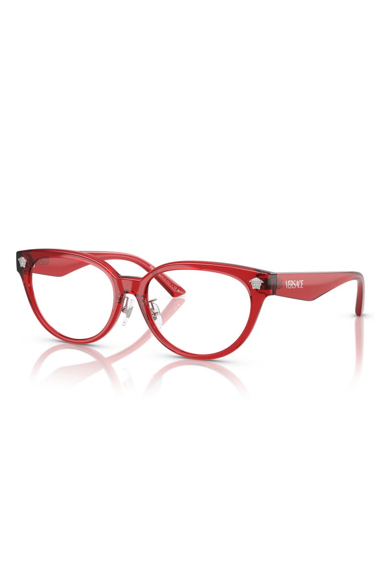 Versace 54mm Pillow Optical Glasses, Alternate, color, Trans Red