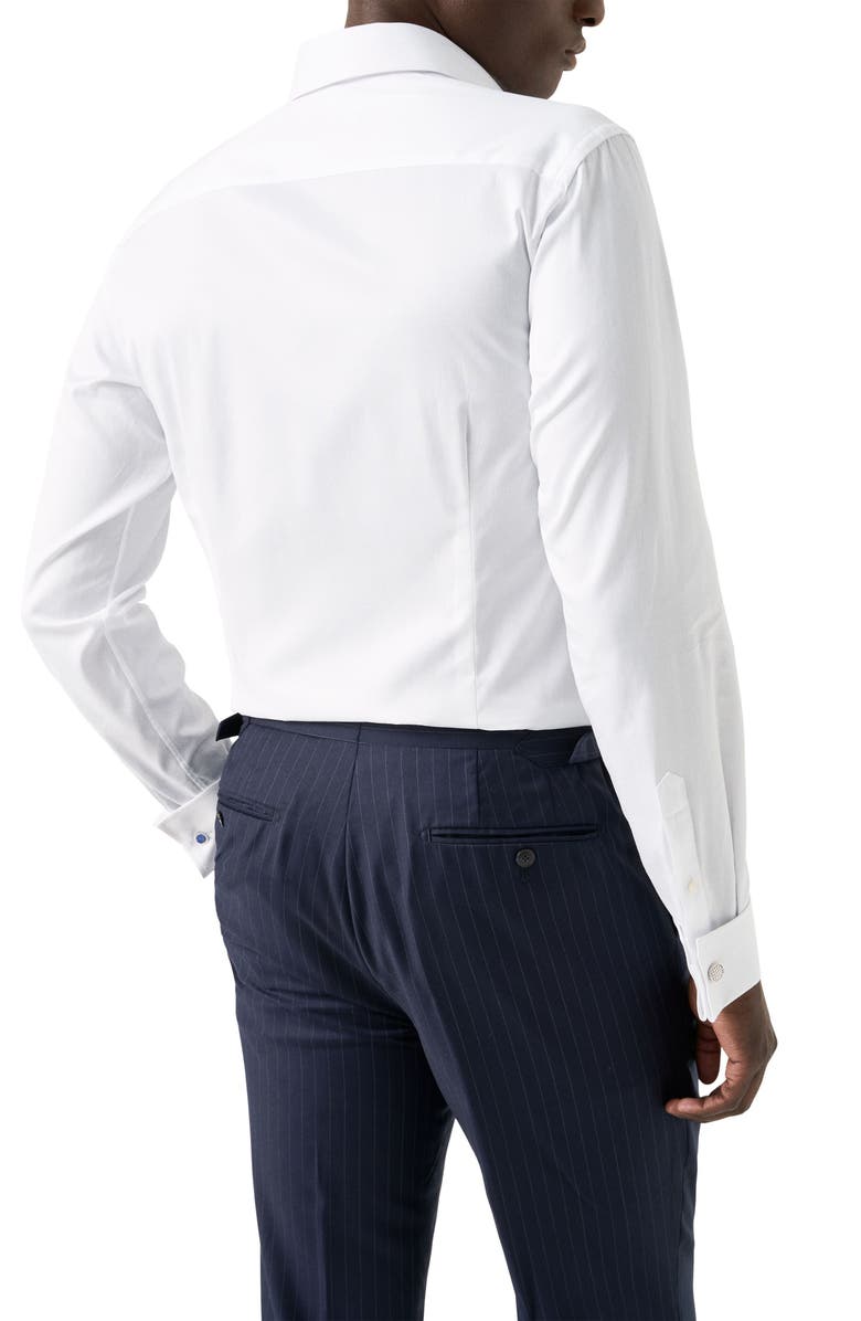 Eton Slim Fit White Cotton Twill Dress Shirt with French Cuffs, Alternate, color, White
