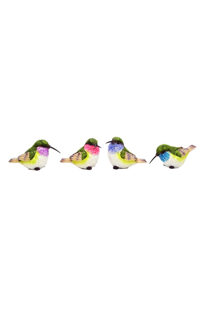 Transpac Small Resin Hummingbird Figurine Set of 4 Spring Home Decorations for Summer Decor and Decorative Objects, Alternate, color, Multicolored