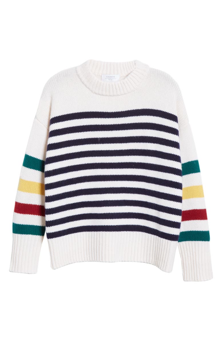 La Ligne Multi Stripe Marin Wool & Cashmere Sweater, Alternate, color,