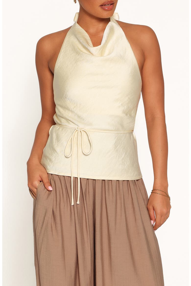 Brenn Cowl Neck Halter Top, Main, color, BUTTER YELLOW
