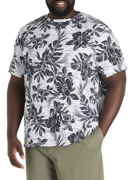 Big & Tall Moisture-Wicking Tropical Print T-Shirt