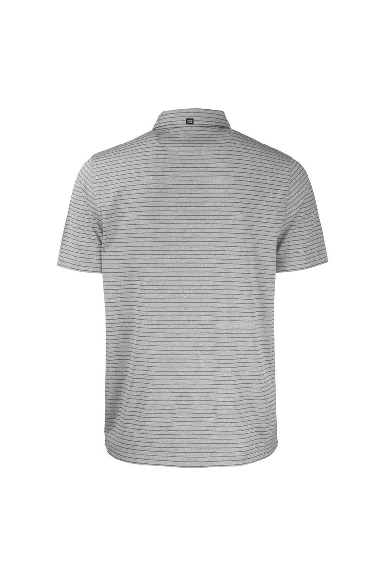 Men's Cutter & Buck  Heather Gray North Carolina Tar Heels Forge Eco Heathered Stripe Stretch Recycled Polo, Alternate, color, Heather Gray