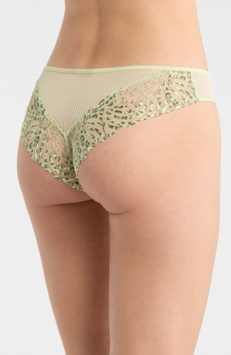 Chantelle Lingerie Legend Embroidered Tulle Thong, Alternate, color, Wild Pistachio