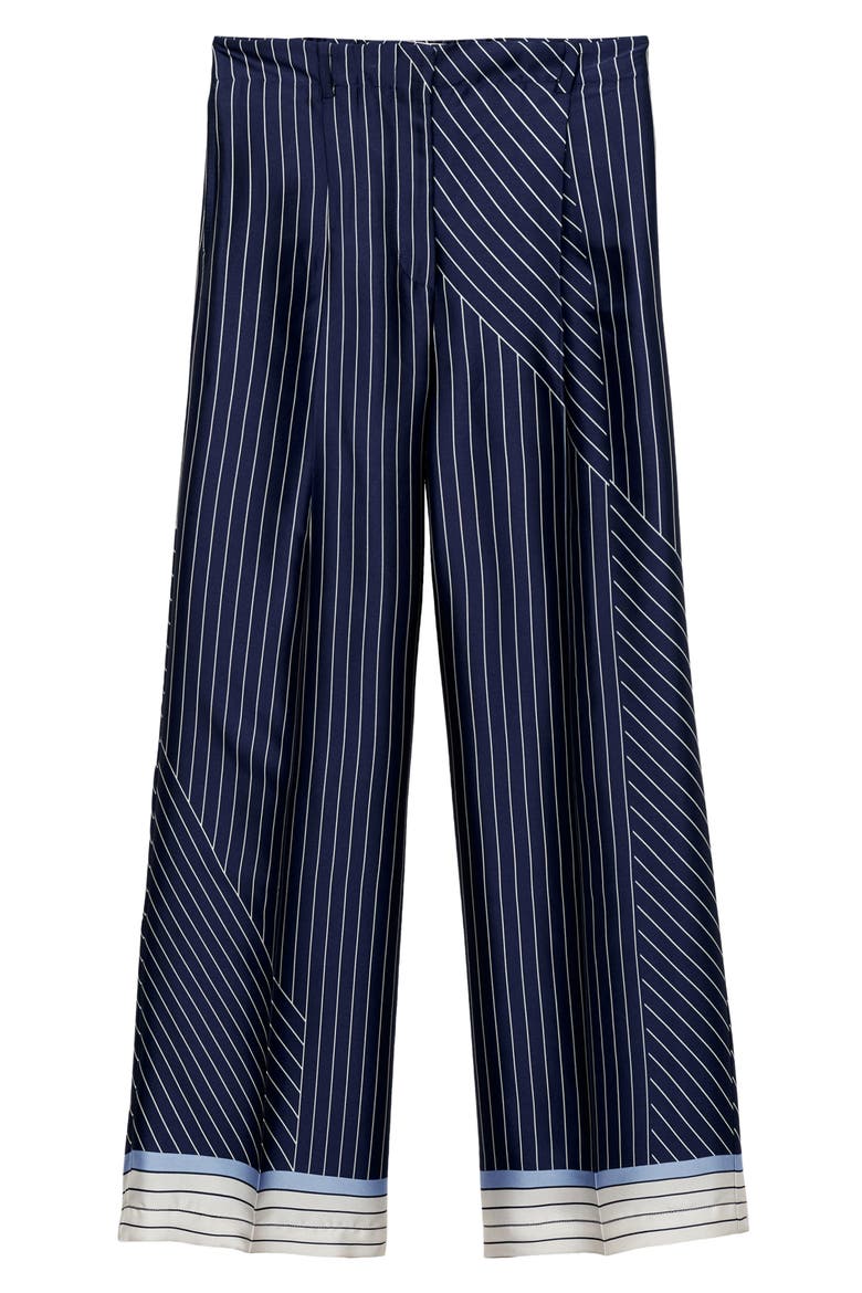 Contrast Stripe Satin Wide Leg Pants, Alternate, color, BLUE