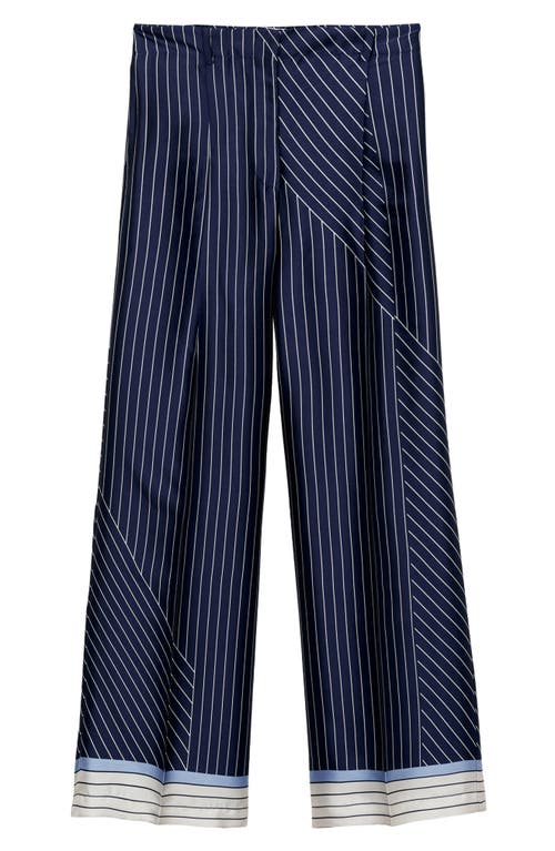 Mango Contrast Stripe Satin Wide Leg Pants