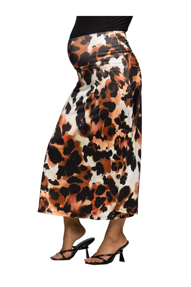 Animal Print Elastic Waist Maxi Skirt, Alternate, color, Brown Multi
