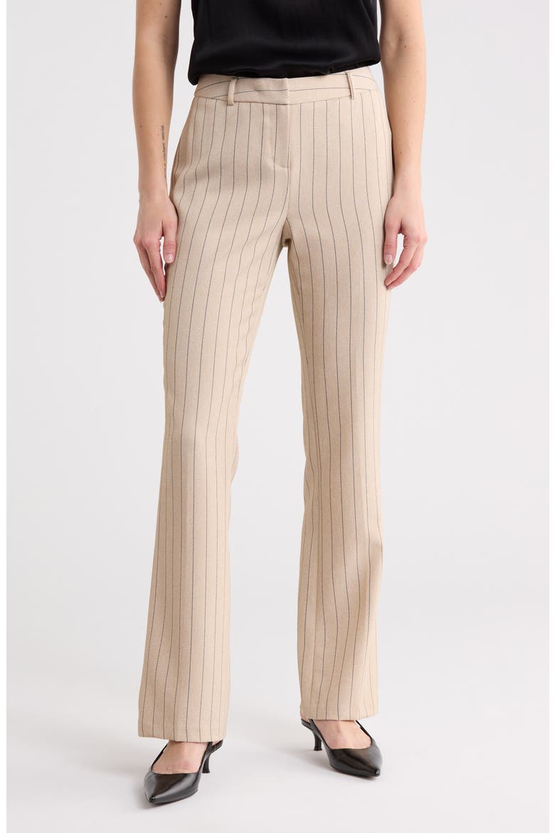 Ari Pinstripe Pants, Main, color, NATURAL/ BLACK STRIPE