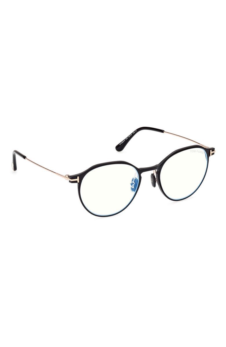 TOM FORD 52mm Round Blue Light Blocking Glasses, Alternate, color, 