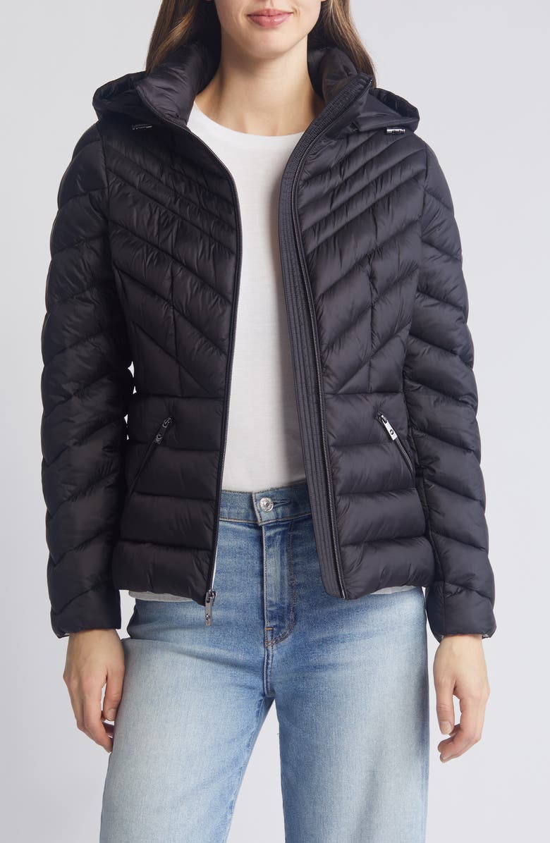 MICHAEL Michael Kors Water Repellent Hooded Packable Puffer Coat, Alternate, color, 