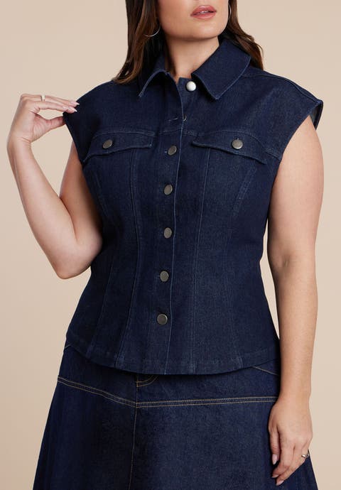 Structured Denim Vest (Plus)
