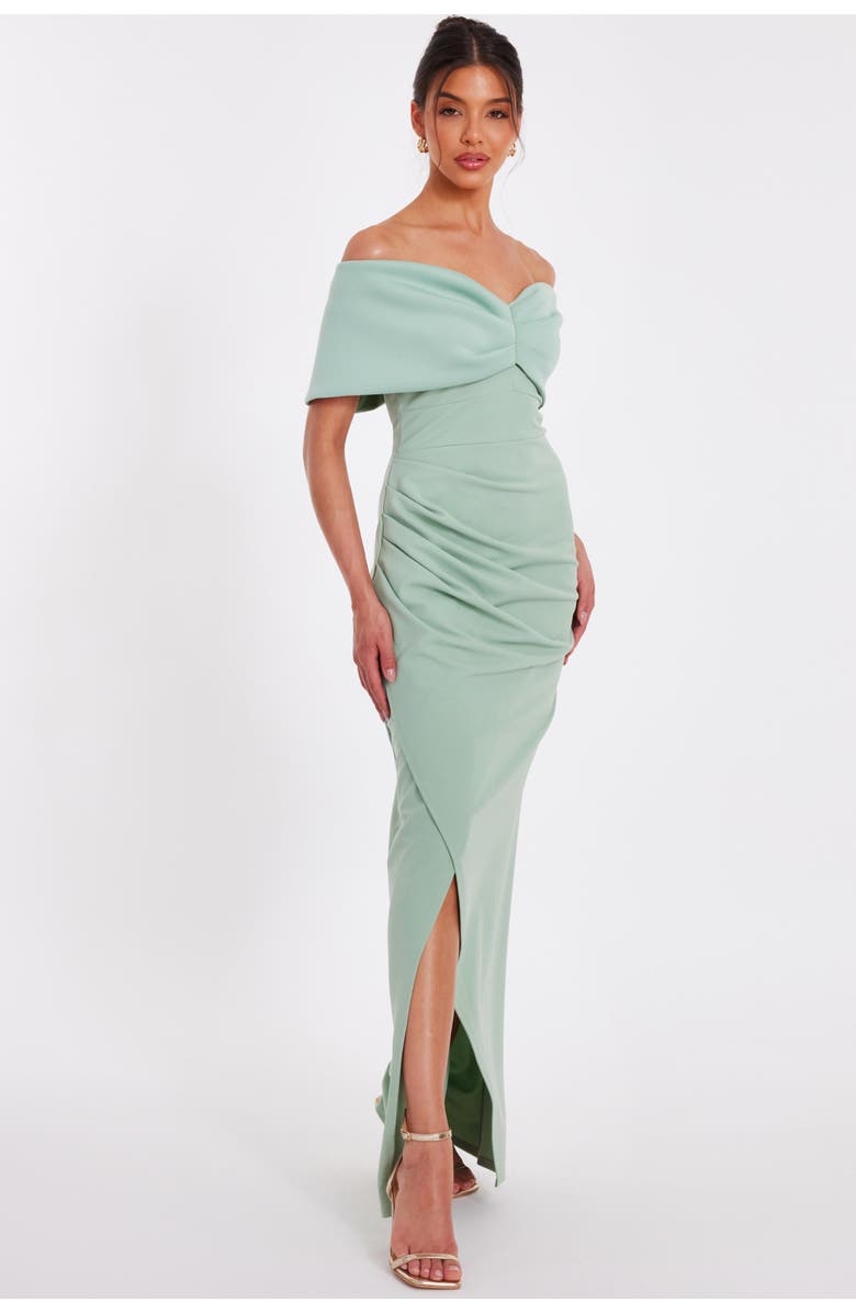 QUIZ Scuba Crepe Contrast Wrap Maxi Dress, Alternate, color,