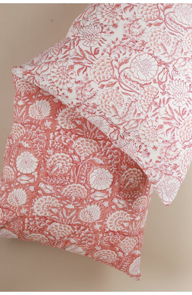 Ninéh Blush Meadow Hand Block Print Pillow, Alternate, color, White