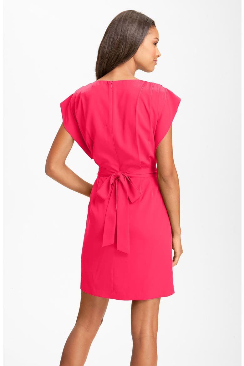 Drape Sleeve Sash Belt Dress, Alternate, color, LIPSTICK
